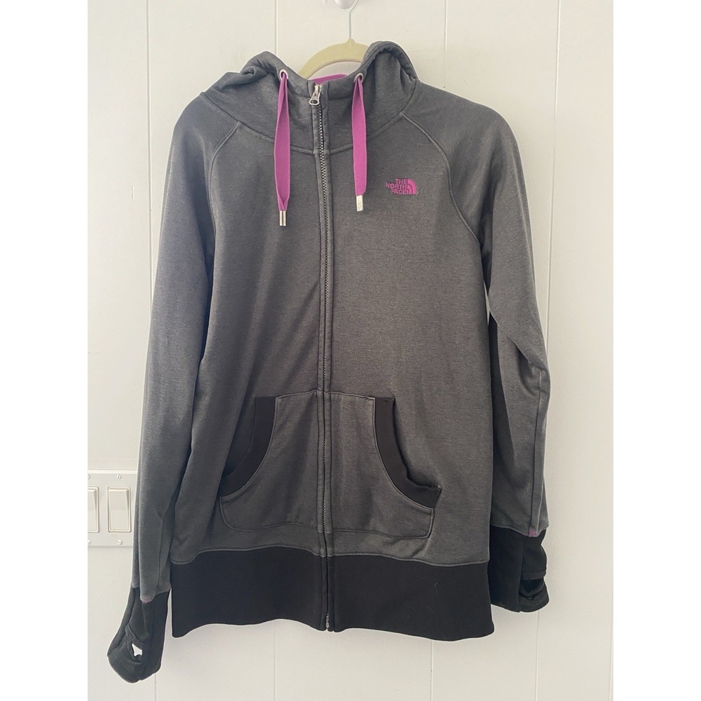 The North Face Cryptic Full Zip Fleece Hoodie Women's Small Grey Pink